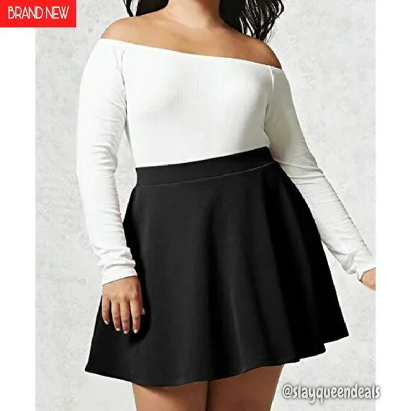 Stretchy Flared Mini Skater Skirt Elastic Waist XS-3XL Plus Size - Picture 4 of 8